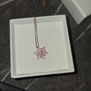 Rose Gold and Pink Floral Necklace